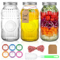 HINGWAH Wide Mouth Mason Jars 64 oz, 3 Pack Large Half Gallon Mason Jars with Airtight Lids and Bands, Clear Glass Canning Jars for Preserving, Pickling, Canning, Meal Prep & DIY Crafts (Sunflower)