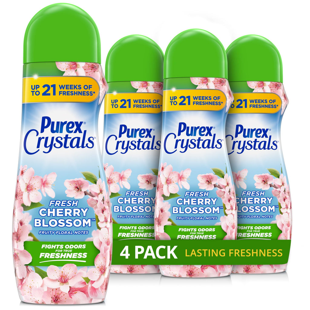 Purex Crystals in-wash Fragrance and Scent Booster, Cherry Blossom & Ginger, 21 Ounce (Pack of 4)