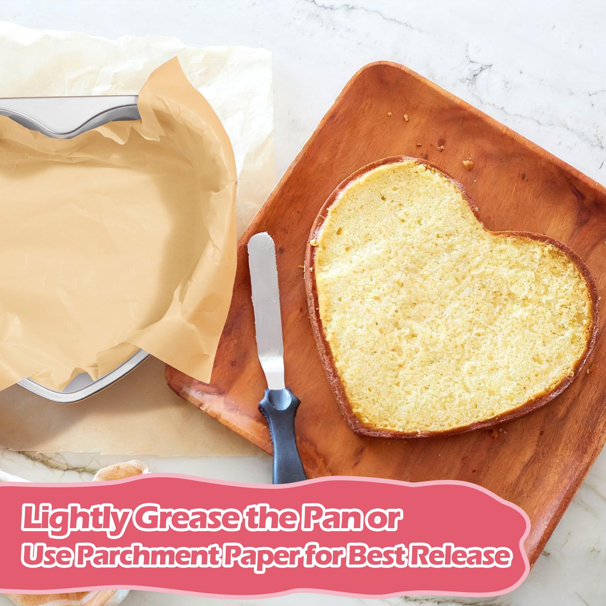 E-far 8 Inch Heart Cake Pan, 2Pcs Stainless Steel Heart Shaped Cake Mold, Cake Tin Baking Pan for Valentine's Day Anniversaries Wedding, Non-Toxic & Dishwasher Safe