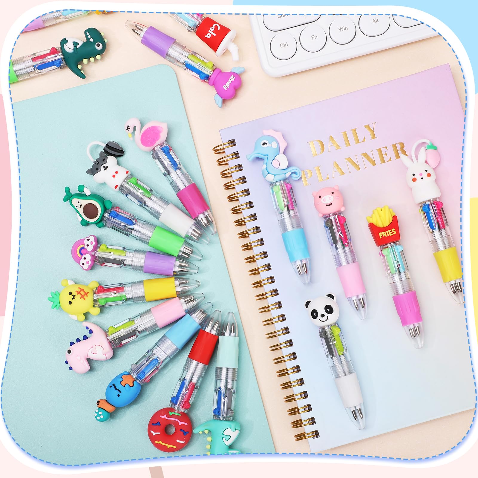 48 Pack Multicolor Pen in One, 4-in-1 Cute Pens Bulk Mini Fun Pens End of Year Gifts for Student Elementary Graduation Gift Classroom Prize Gift Birthday Party Favors Goodie Bags Stuffers