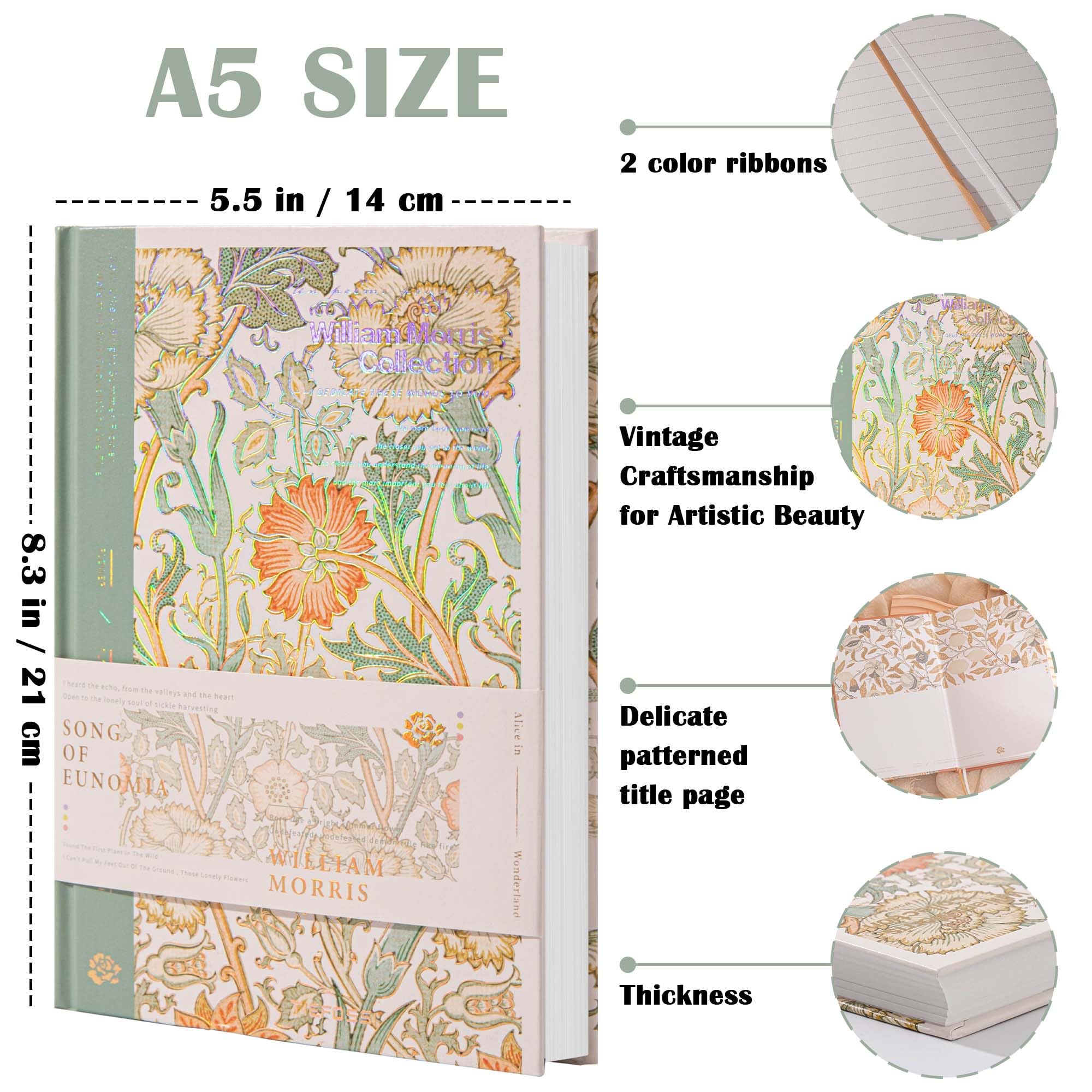 Lined Journal Notebook for Women Writing-A5 Hardcover Notebook-Premium 100gsm 224 Pages-Thick Travel journals for writing-College Ruled for Work Organization, Note Taking
