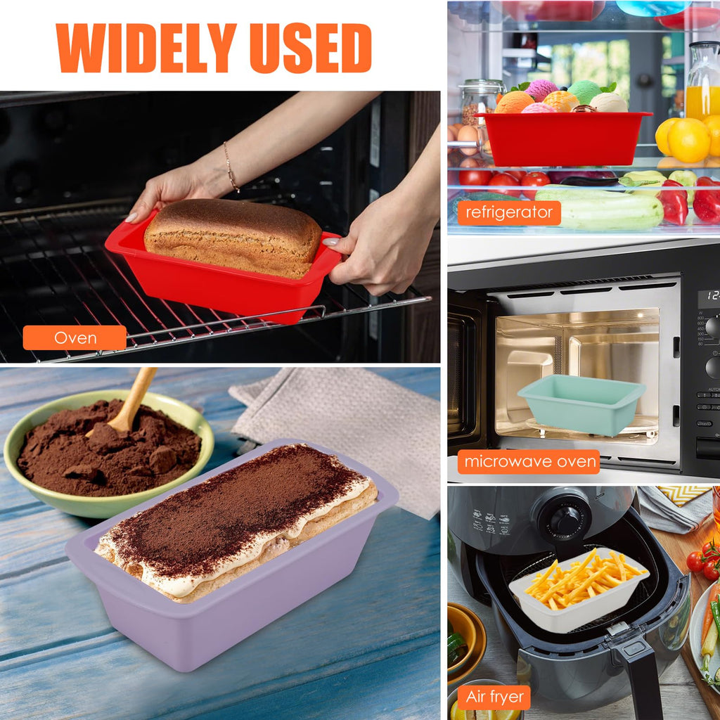 4Pcs Silicone Bread Loaf Pan Non Stick Loaf Baking Mold Heat Resistant Loaf Tins Reusable Bread Toast Mold Easy Release Air Fryer Cake TinRectangular for Kitchen Cake Bread 7.7 x 3.7 x 2.2 inches