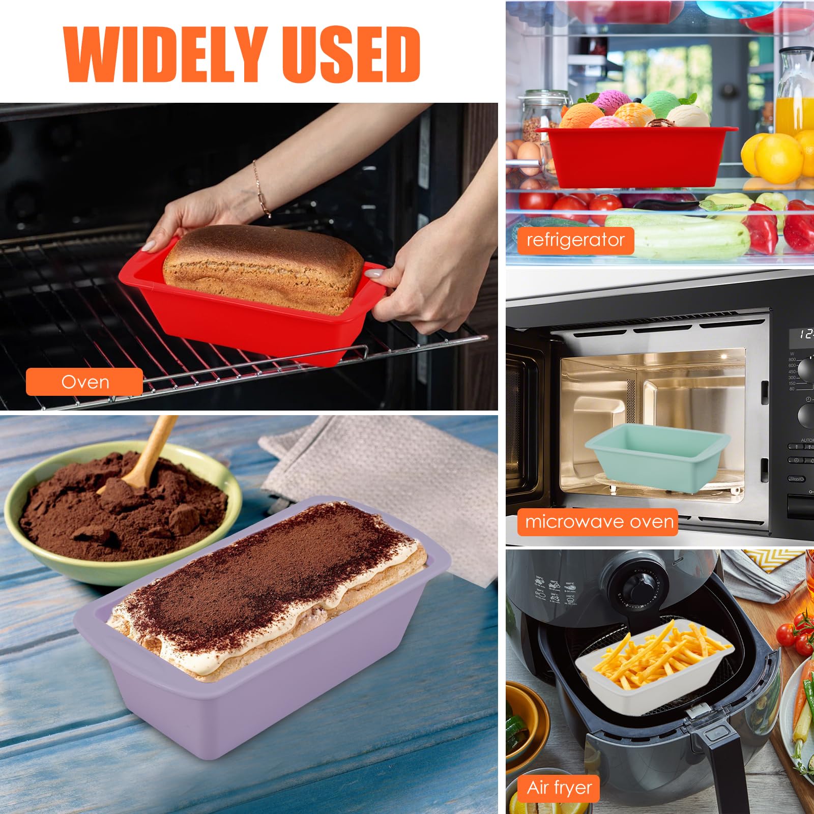 4Pcs Silicone Bread Loaf Pan Non Stick Loaf Baking Mold Heat Resistant Loaf Tins Reusable Bread Toast Mold Easy Release Air Fryer Cake TinRectangular for Kitchen Cake Bread 7.7 x 3.7 x 2.2 inches