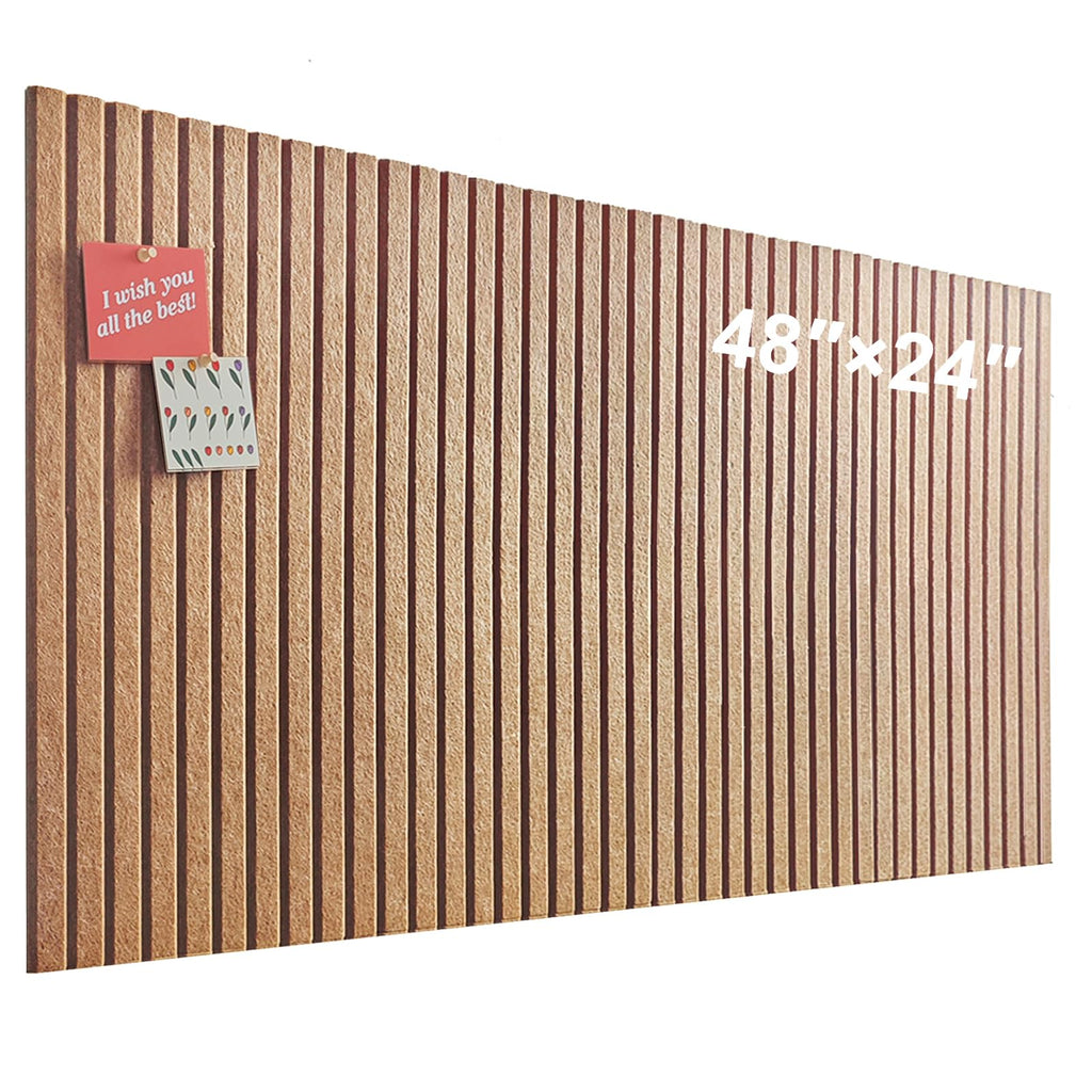 Large Cork Board for Office, 8 Pack Felt Wall Tiles with Slat Wall Paneling and Safe Removable Adhesive Tabs, Felt Bulletin Board Pin Board Cork Boards for Walls - Burnt Orange