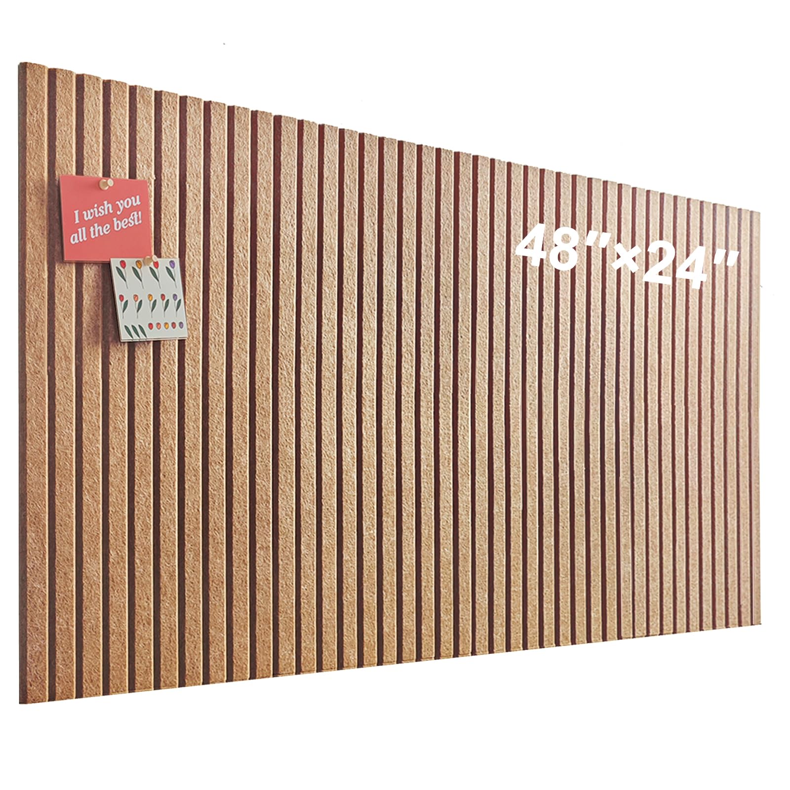 Large Cork Board for Office, 8 Pack Felt Wall Tiles with Slat Wall Paneling and Safe Removable Adhesive Tabs, Felt Bulletin Board Pin Board Cork Boards for Walls - Burnt Orange