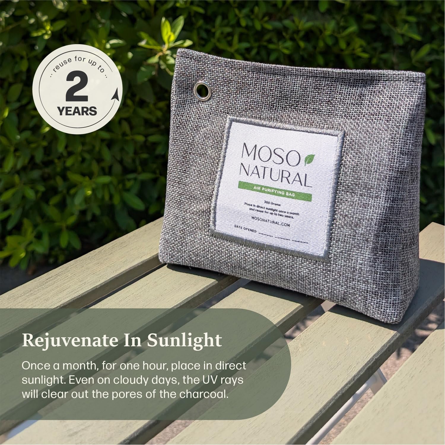 Moso Natural Air Purifying Bag 300g (10.58oz) Premium Bamboo Charcoal Odor Absorber for Home & Pet | Closet Odor Eliminator & Small Room Deodorizer | Charcoal Bags Last 2 Years | Unscented (2 Pack)