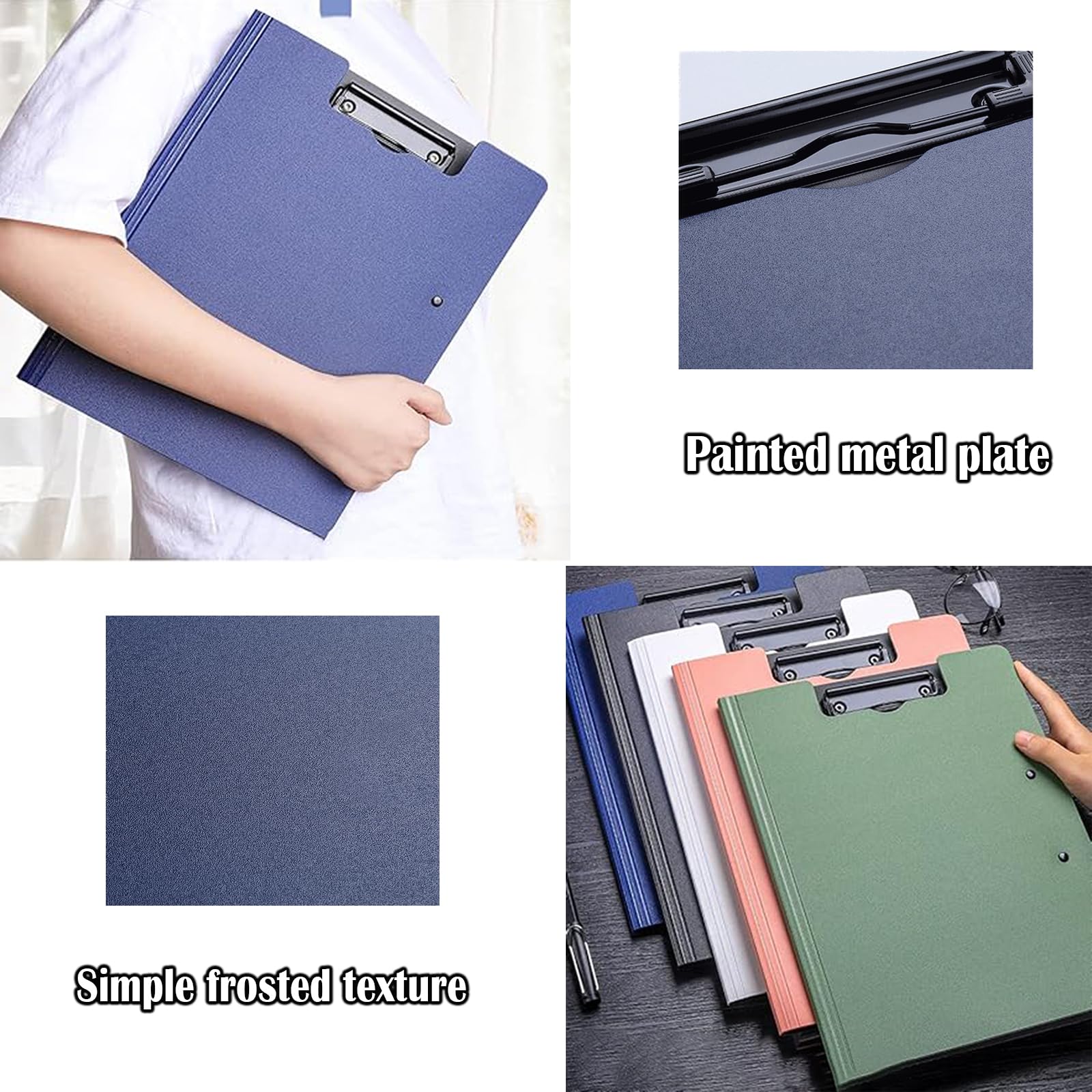 6 PCS Clipboard Folder, Plastic Clipboard Folder with Pocket A4 Durable Foldable Clip Board for Nurses Trainers Punchless Clamp Binder Clip Board with Cover for Classroom Office Field Work (Vertical)