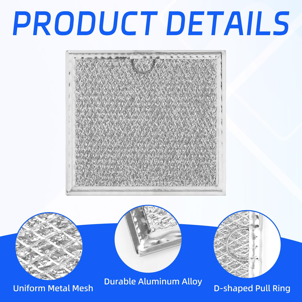 2pcs Microwave Grease Filter Replacement, 6-3/8"x6-3/4"(17.2x16.2cm) Vent Filter Compatible with GE WB02X11534 & Samsung DE63-00666A for Kitchen Ventilation Over the Range Hood Fan Oven Parts