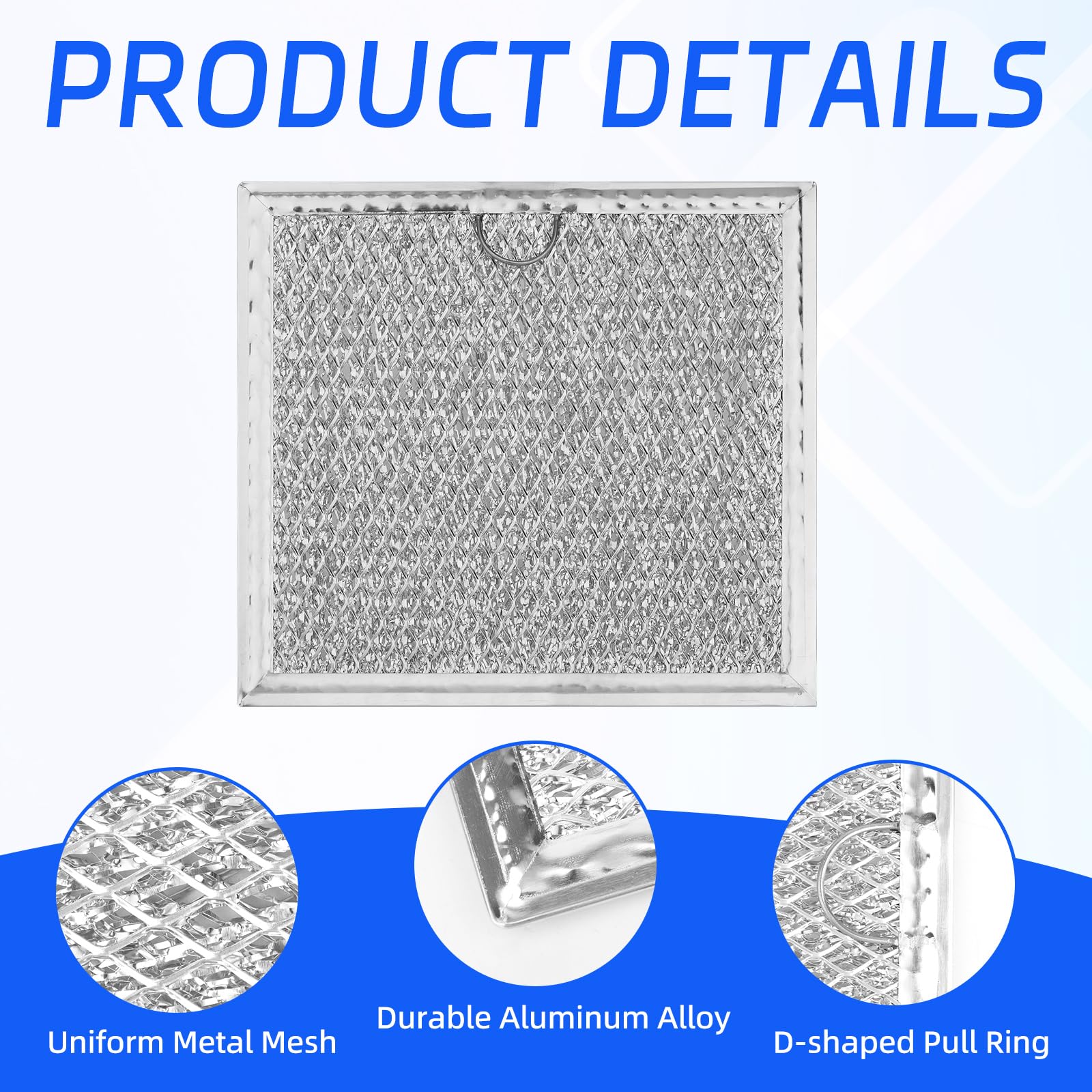 2pcs Microwave Grease Filter Replacement, 6-3/8"x6-3/4"(17.2x16.2cm) Vent Filter Compatible with GE WB02X11534 & Samsung DE63-00666A for Kitchen Ventilation Over the Range Hood Fan Oven Parts