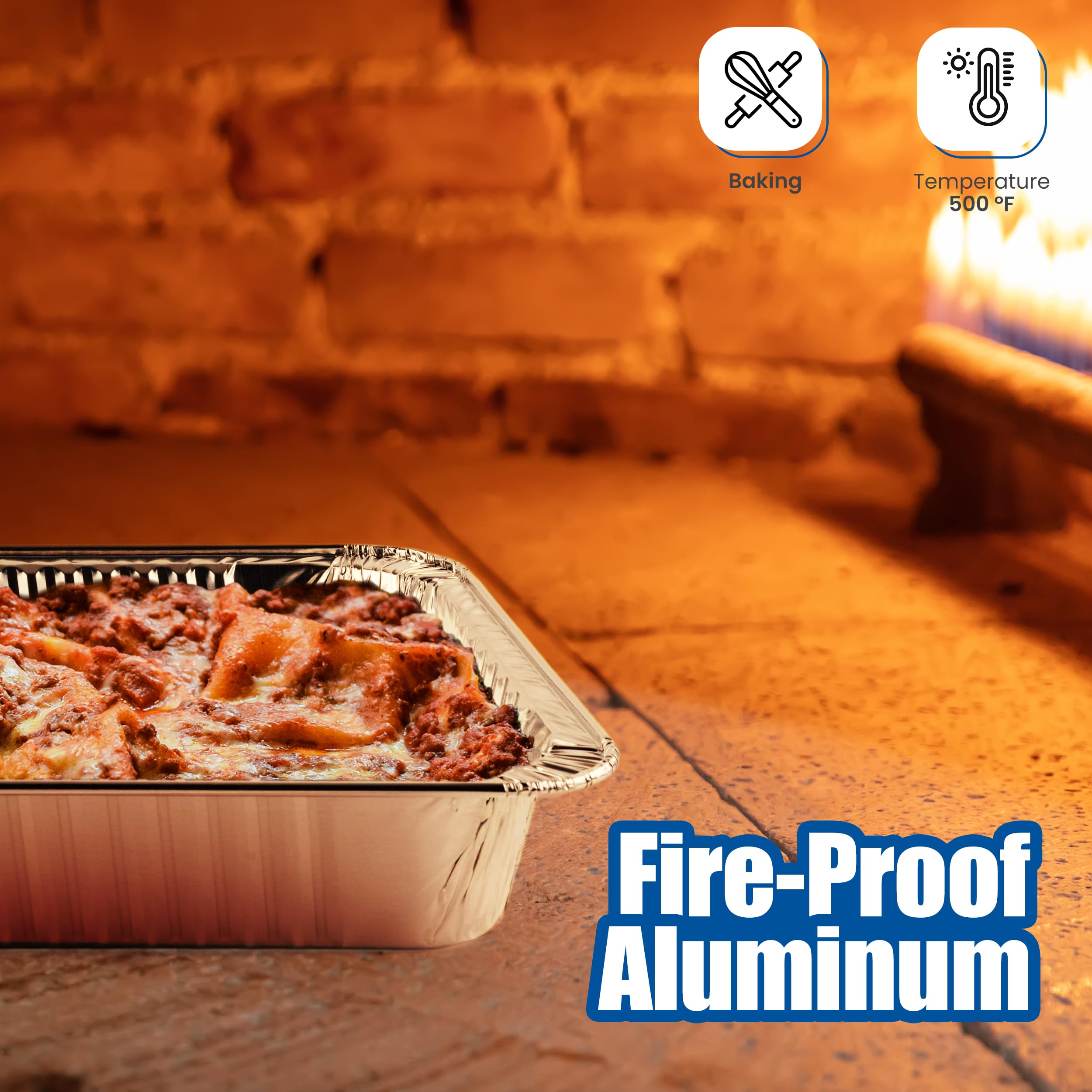 EHOMEA2Z Aluminum Pans Disposable Half Size (10 Pack) – MADE IN USA – 9x13 Heavy Duty Foil Pans, Durable & Recyclable Baking Pans, Eco-Friendly, Lightweight, Great for BBQ, Parties & Catering