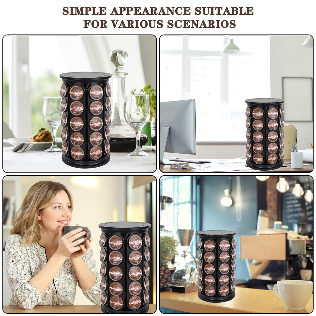 JMBTLUS Coffee Pod Holder, Holds 40 K Cup Coffee Capsules, Large Capacity Round Organizer with 360-Degree Rotation, Black