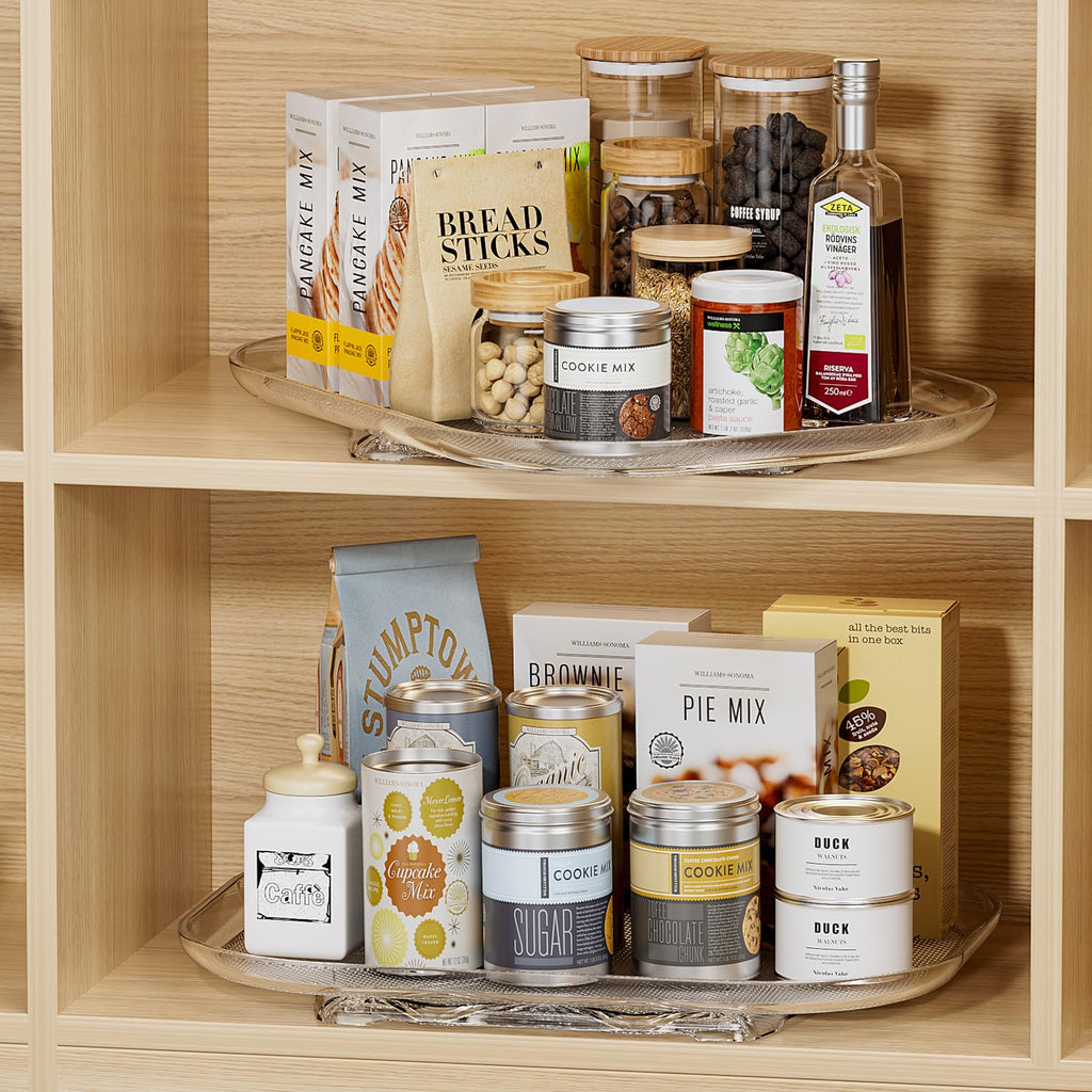 LAMU 2 Pack Lazy Susan Turntable Organizer 14.56'' x 11'', Rectangular, Rotating Organizer for Refrigerator Cabinet, Pantry, Countertop, Table, Fridge Organizers and Storage