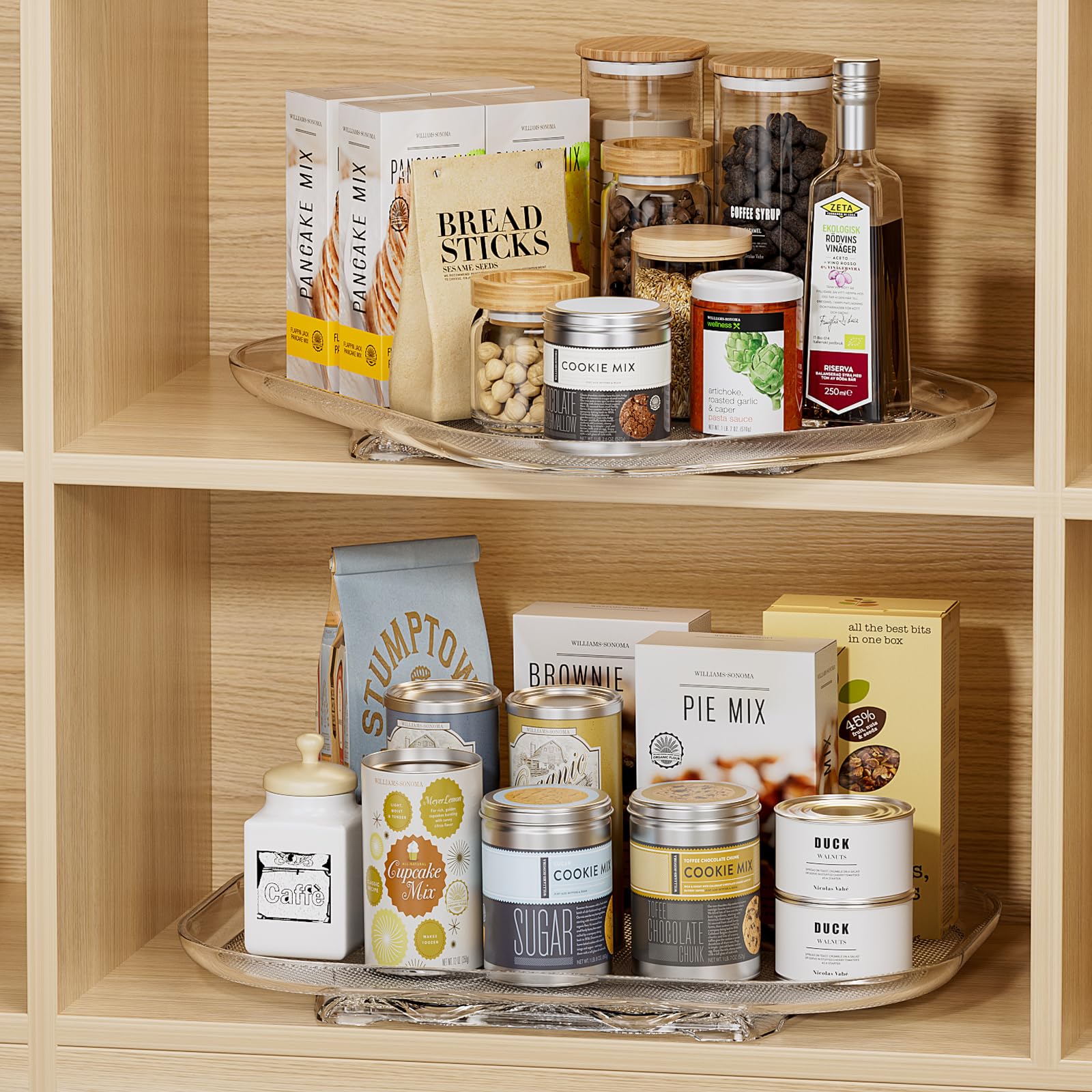 LAMU 2 Pack Lazy Susan Turntable Organizer 14.56'' x 11'', Rectangular, Rotating Organizer for Refrigerator Cabinet, Pantry, Countertop, Table, Fridge Organizers and Storage