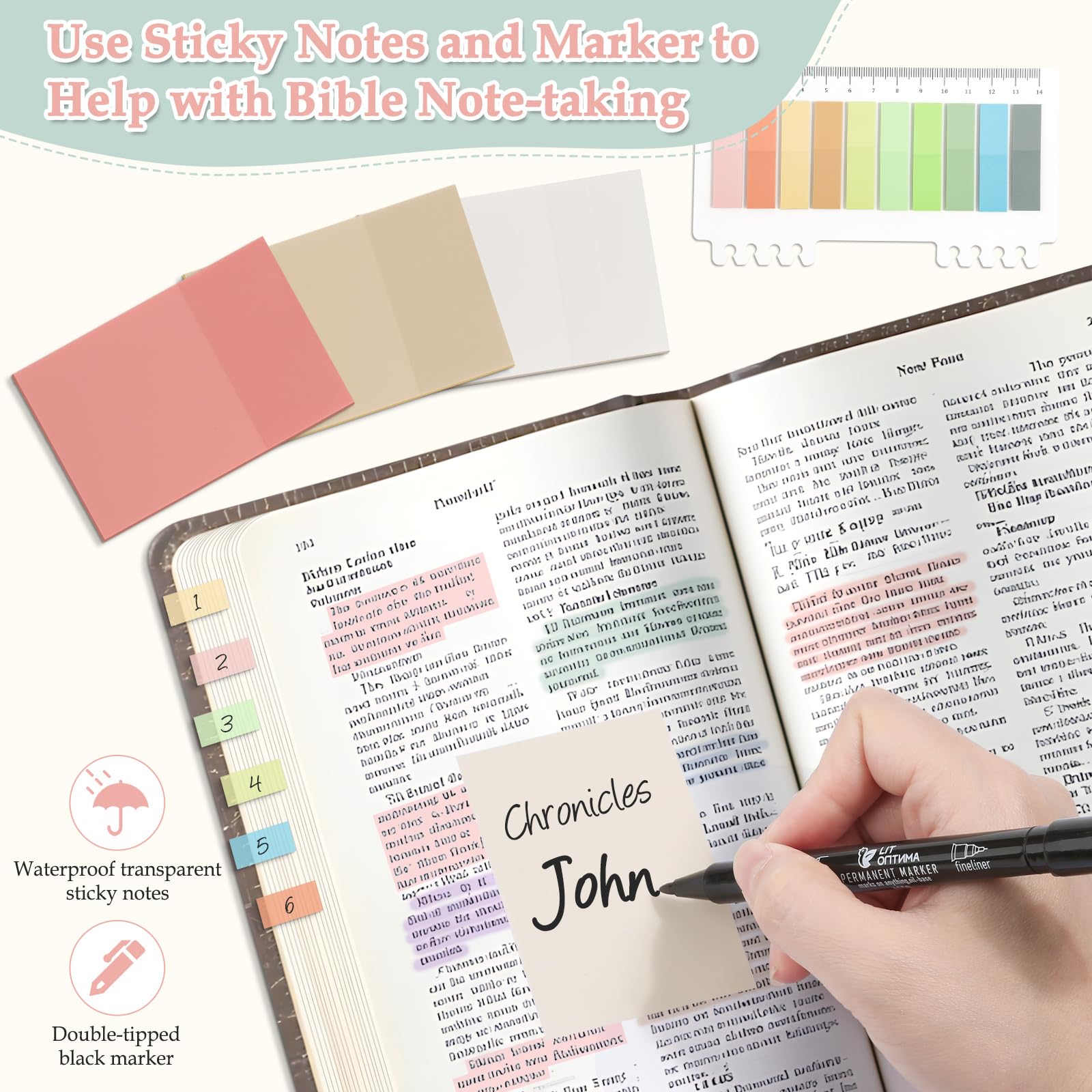 Bible Journaling Kit, Bible Study Supplies Journaling Kit with Highlighters Marker Pens No Bleed Strip Index Tabs Bible Accessories Set for Women Students Beginner, Christian Gifts