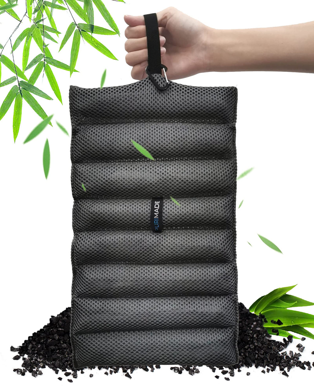 PURIMADE Bamboo Charcoal Air Purifying Bag, 300g Reusable Activated Charcoal Odor Absorber, Odor Remover, Charcoal Odor Eliminator for Home, Car, Pet Space, Bathroom, Basement, Closet, Shoe Cabinets
