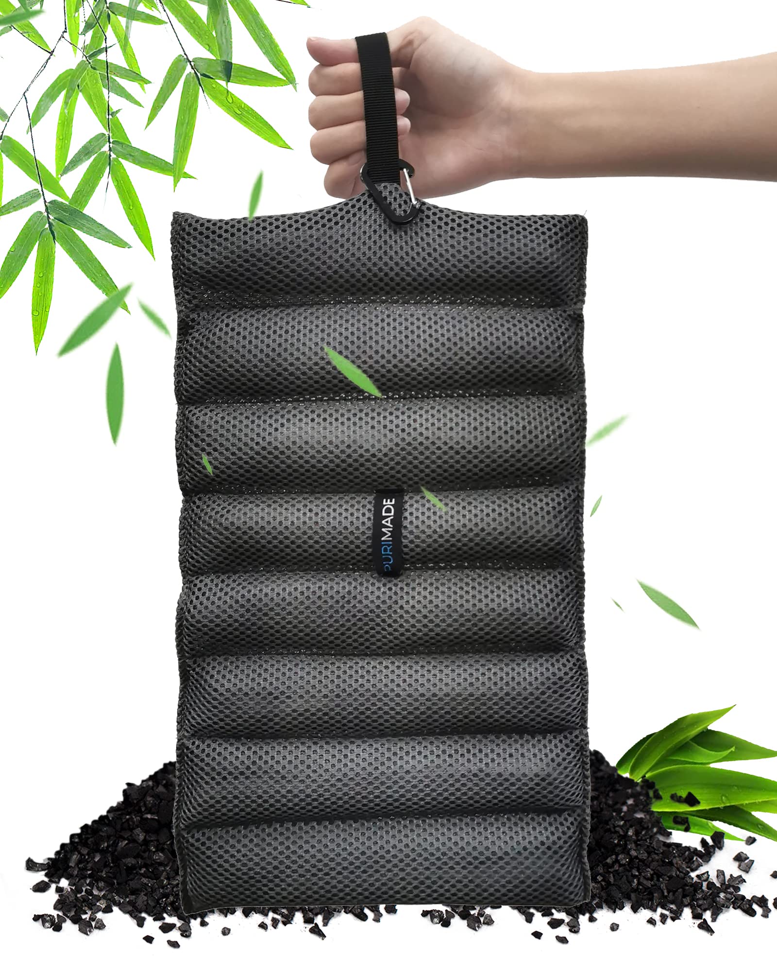 PURIMADE Bamboo Charcoal Air Purifying Bag, 300g Reusable Activated Charcoal Odor Absorber, Odor Remover, Charcoal Odor Eliminator for Home, Car, Pet Space, Bathroom, Basement, Closet, Shoe Cabinets