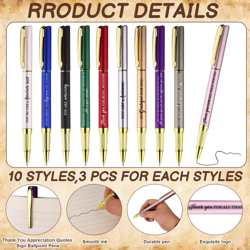 30 Sets Thank You Gifts Employee Appreciation Gift Bulk for Coworkers Motivational Pens with Thank You Cards Gift Bags Inspirational Gifts for Colleagues Staff Teacher Nurses Volunteer Team