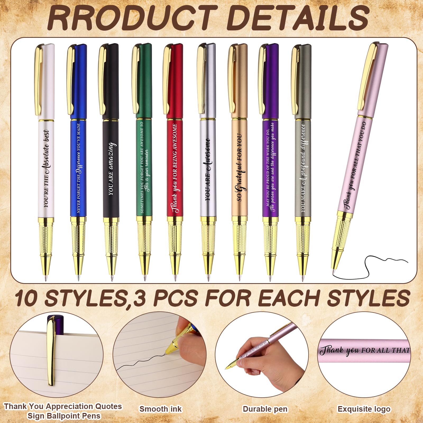 30 Sets Thank You Gifts Employee Appreciation Gift Bulk for Coworkers Motivational Pens with Thank You Cards Gift Bags Inspirational Gifts for Colleagues Staff Teacher Nurses Volunteer Team