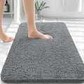 OLANLY Chenille Bath Mat 20" x 30", Extra Soft Absorbent Plush Bathroom Mat, Rubber Backing Quick Dry, Machine Washable Bath Mats for Bathroom Floor, Tub and Shower, Home Decor Accessories, Grey