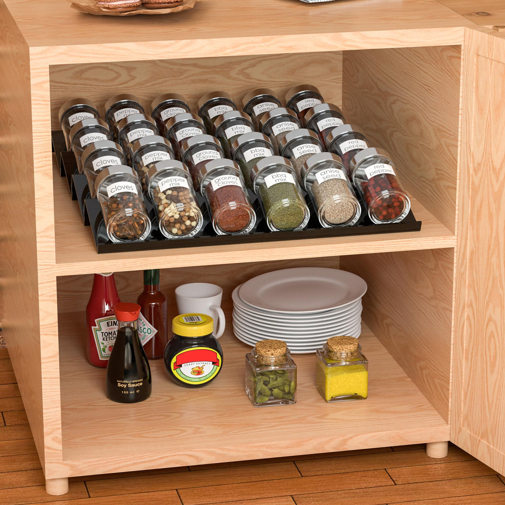 Sezanrpt Adjustable Acrylic Spice Drawer Organizer Rack, Spice Drawer Organizer Shelf Expandable From 8 Inch to 16 Inch, Acrylic Drawer Organizer for Seasoning Jars