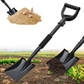 Garden Flat Shovel, 31 Inch Small Metal Square Shovel for Lawn Edging Digging Trenching Transplanting, Heavy Duty Compact Gardening Spade with D Handle for Beach Sand, Kids, Car, Light Work