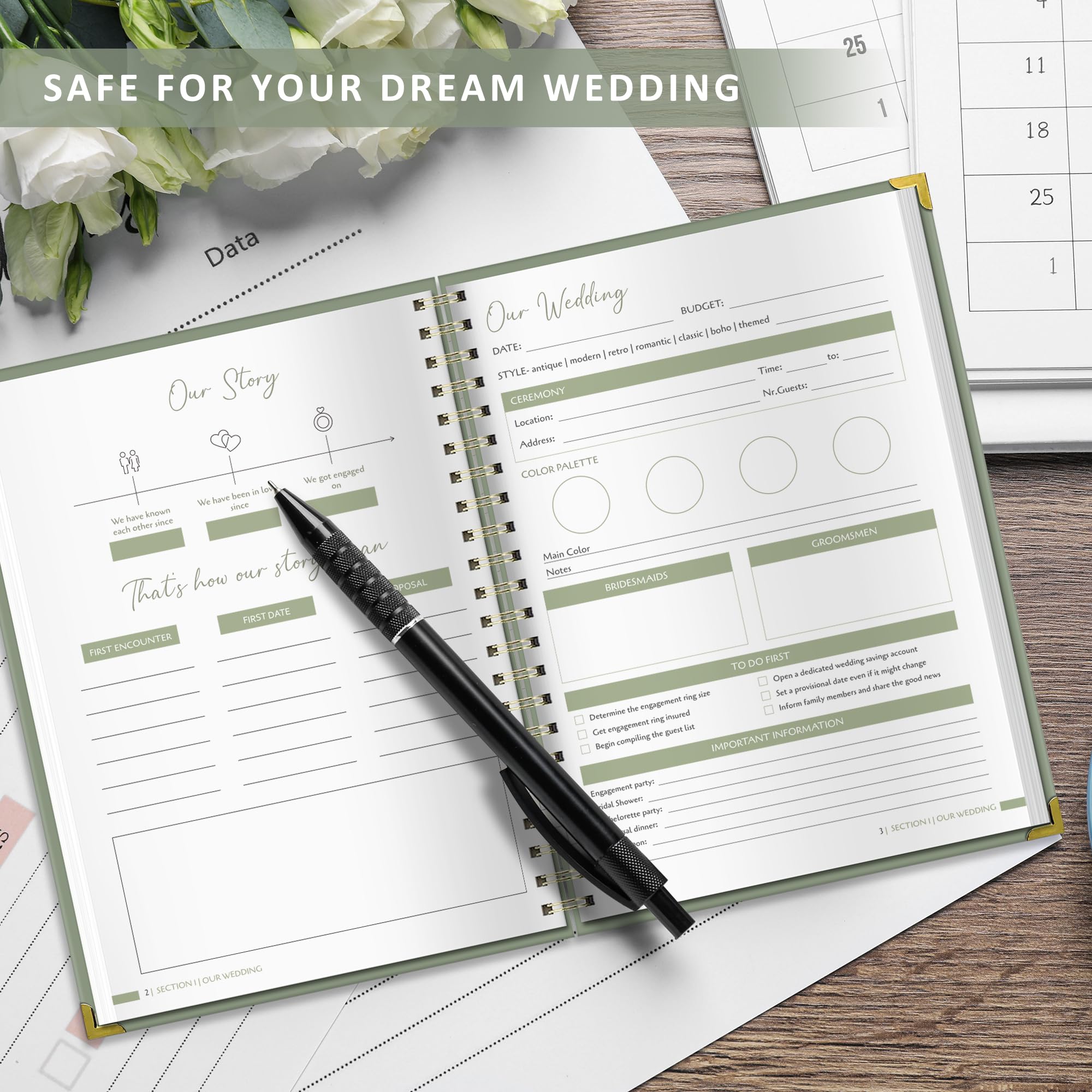 BIROYAL Wedding Planner Book and Organizer - A4 Wedding Planning Book with Checklist, Calendar & Tips - Makes Your Countdown Planning Easy - Engagement Gifts for Newly Engaged Couples, Future Brides