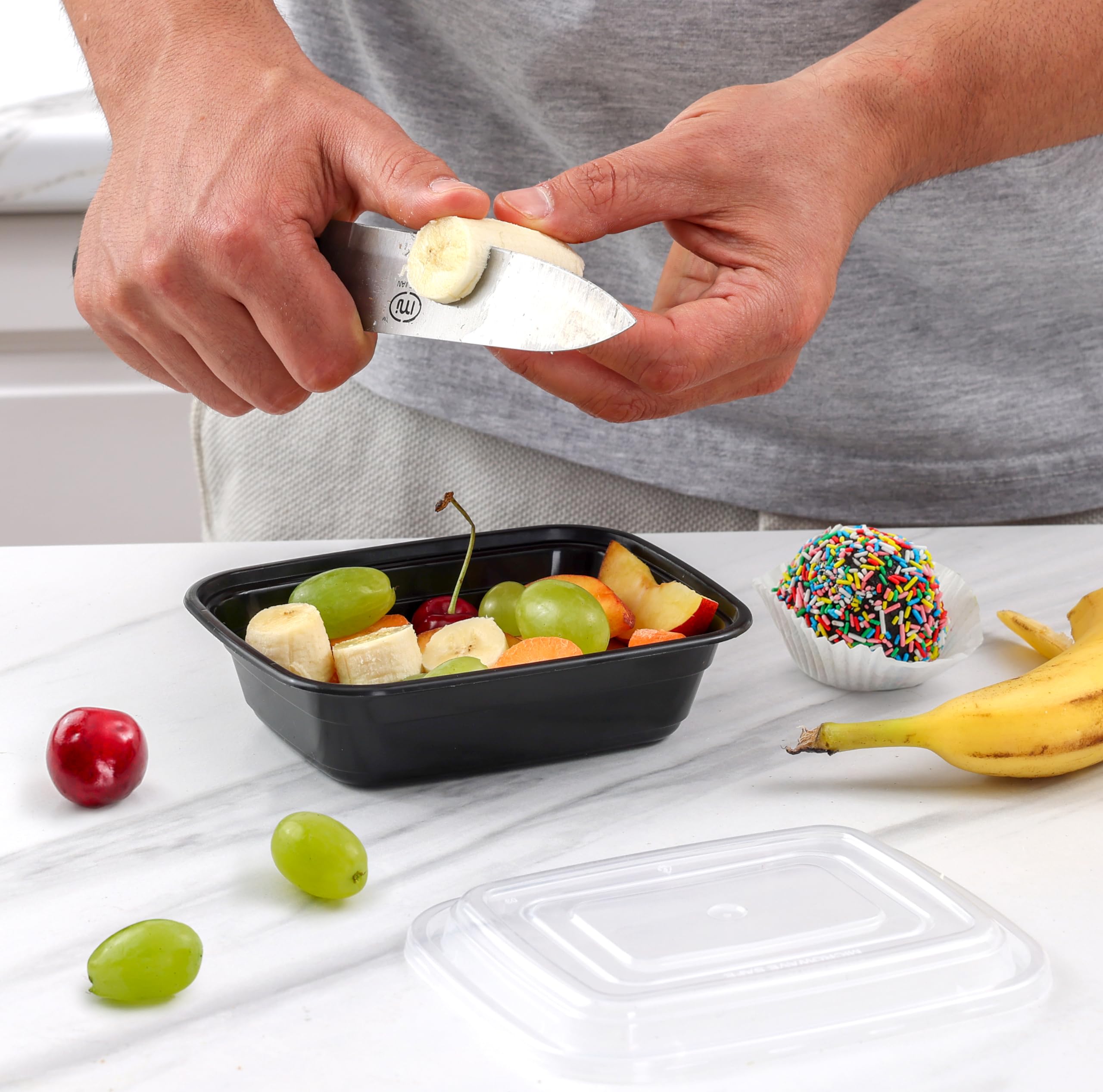 Gusto[12 oz -50 Count] 1 Compartment Meal Prep Containers Reusable, Microwaveable, Dishwasher and Freezer Safe, BPA-Free, Portion Control and Convenience Food Storage with Lids -Formerly Comfy Package