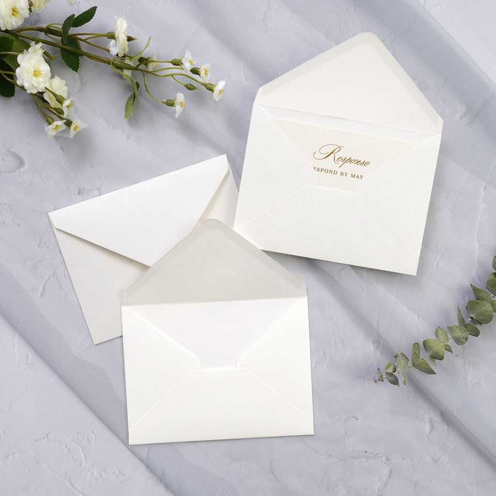 PONATIA 50 Pack A1 Envelopes, 3.62 x 5.2'' Ivory Envelopes Perfect for Weddings Cards, RSVP Cards, Response Cards, Baby Showers, Thank You Notes, Photos and any 3.5x5" inserts