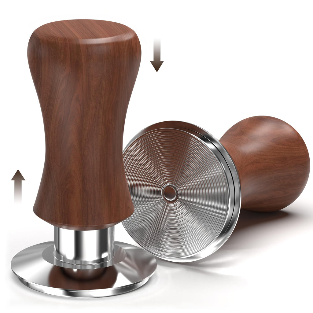 KYONANO 53.3mm Espresso Coffee Tamper, 30lb Spring-Loaded Calibrated Tamper with 304 Stainless Steel, Cuibourtia Wooden-Handle, Barista Tamper Compatiable with Over 53MM Espresso Portafilter