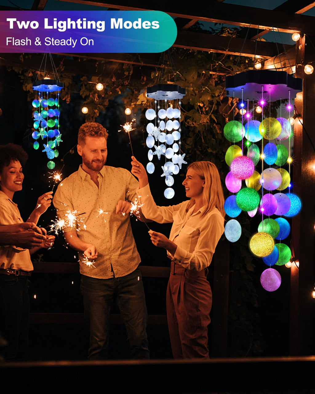Toodour Solar Wind Chimes for Outside, Hanging Pastel Lights with 2 Modes, Waterproof Shells Light Gifts for Mom Grandma Wife, LED Outside Decorative Mobile Lights for Garden Yard Patio Outdoor Decor