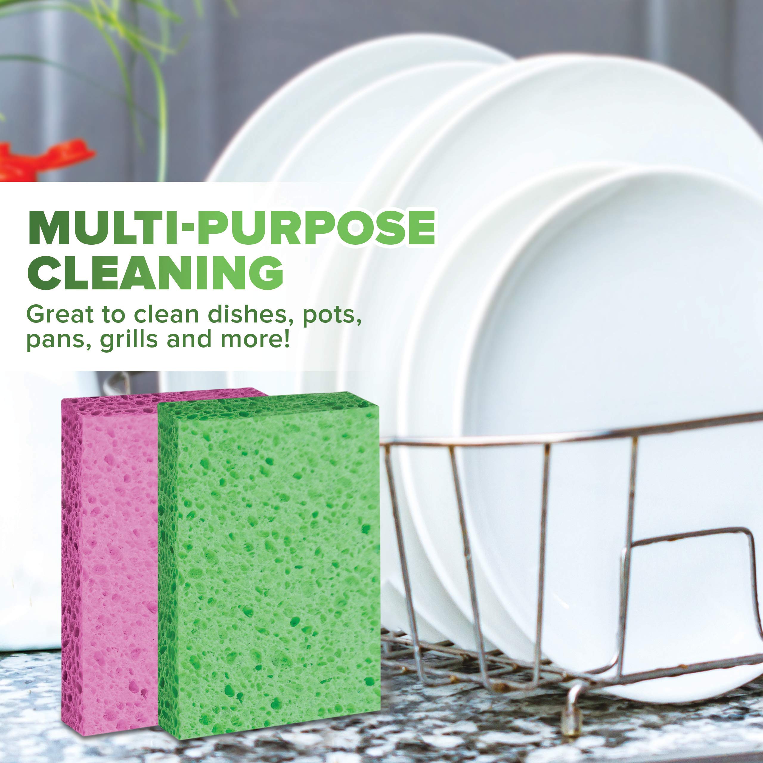 Cleaning Scrub Sponge by Scrub-it -Assorted Colors - Non-Scratch Kitchen Dish Sponges-12 Pack