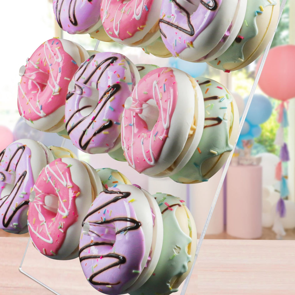 LoveDisplay donut wall, 2 Pack Acrylic Donut Stand, Clear Donut Stands for Dessert Table, 12" X 10'' Donut Wall Display Stand for Birthday, Wedding, Baby Shower, Christmas, Party