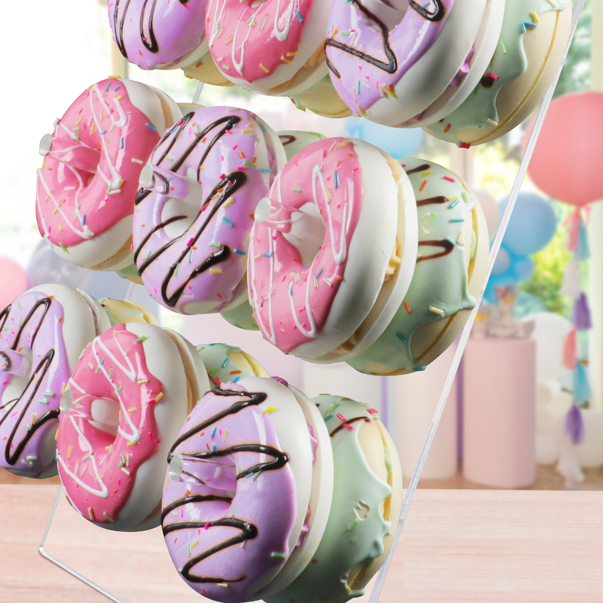 LoveDisplay donut wall, 2 Pack Acrylic Donut Stand, Clear Donut Stands for Dessert Table, 12" X 10'' Donut Wall Display Stand for Birthday, Wedding, Baby Shower, Christmas, Party