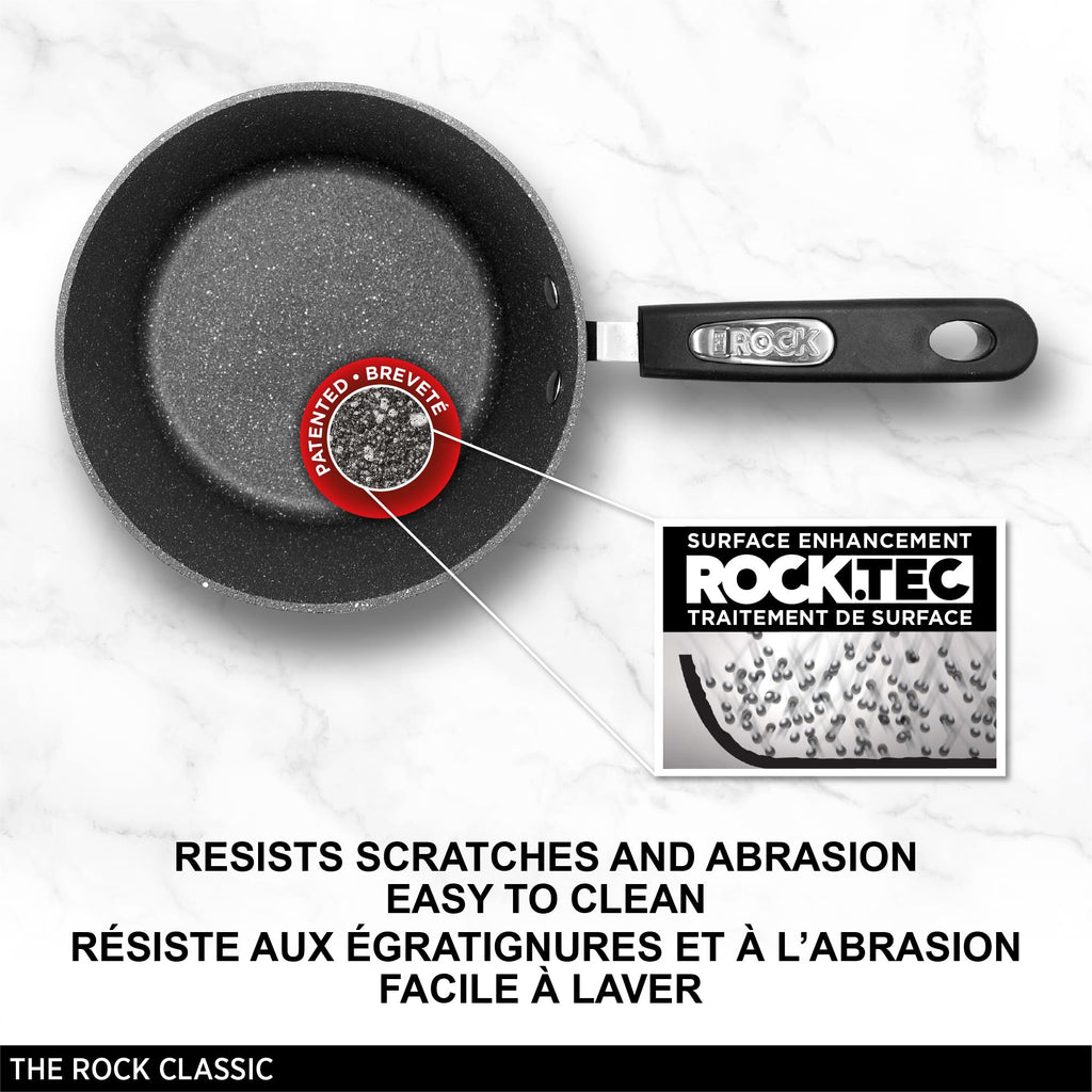 Starfrit The Rock 1.4L (1.5Qt) Non-Stick Saucepan - Durable Forged Aluminum - Oven Safe - PFOA Free - Easy to Clean - Black