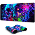 Simpkeely Horror Skull Mouse Pad, Large Waterproof Blacklight Colorful Skeleton Neon Gaming Non-Slip Rubber Base Mousemat, Glow in The Dark Abstract Desk Mat for Office Home - 31.5 x 11.8 inches