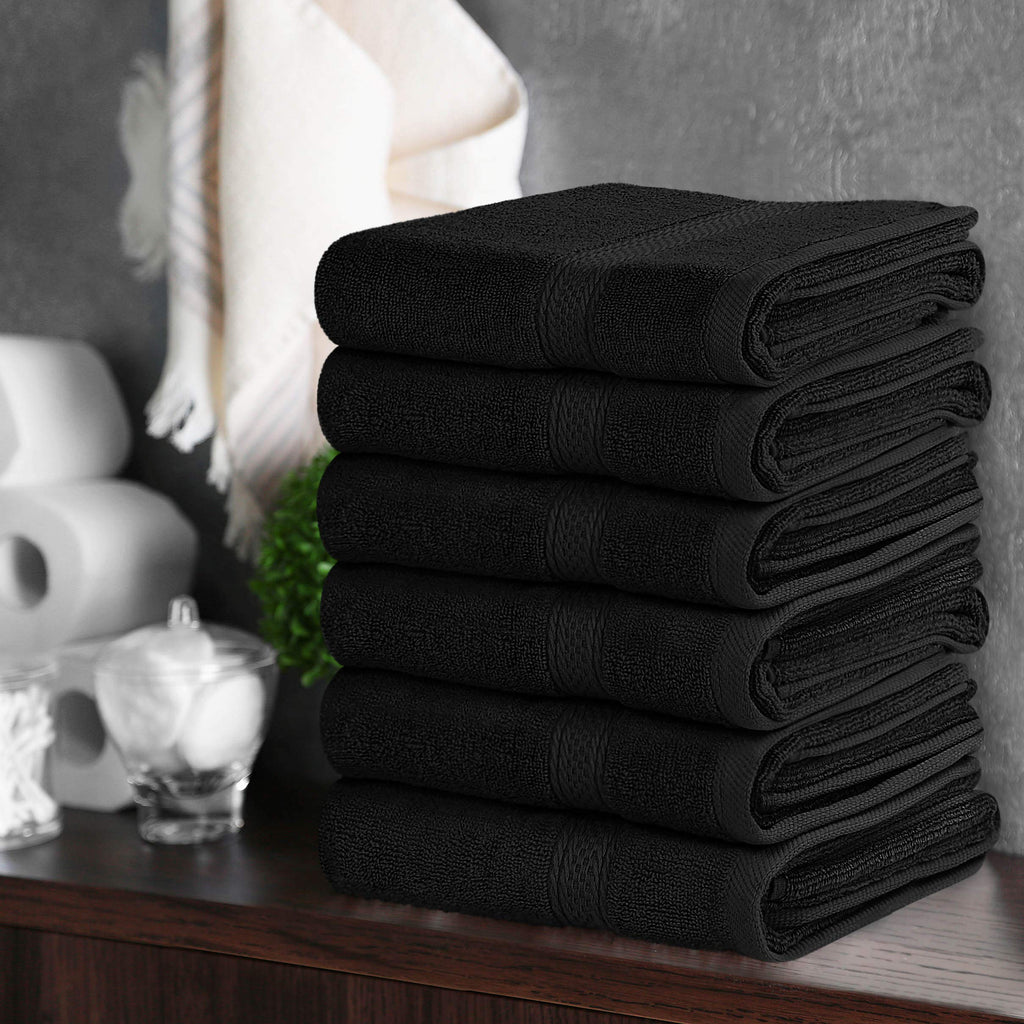 Utopia Towels Premium Black Hand Towels - 100% Combed Ring Spun Cotton, Ultra Soft and Highly Absorbent, 600 GSM Extra Large Hand Towels 16 x 28 inches, Hotel & Spa Quality Hand Towels (6-Pack)