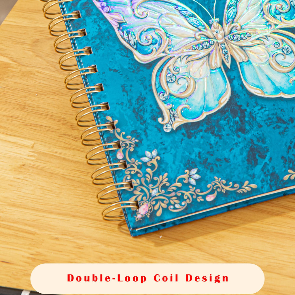 sexeeg Spiral Notebook Journal-Journal for Women-College Ruled Journals for Writing-B5 3D Butterfly Embossed Hardcover Notebooks -192 Pages Lined Paper for School, Office, 9" X 6.9"