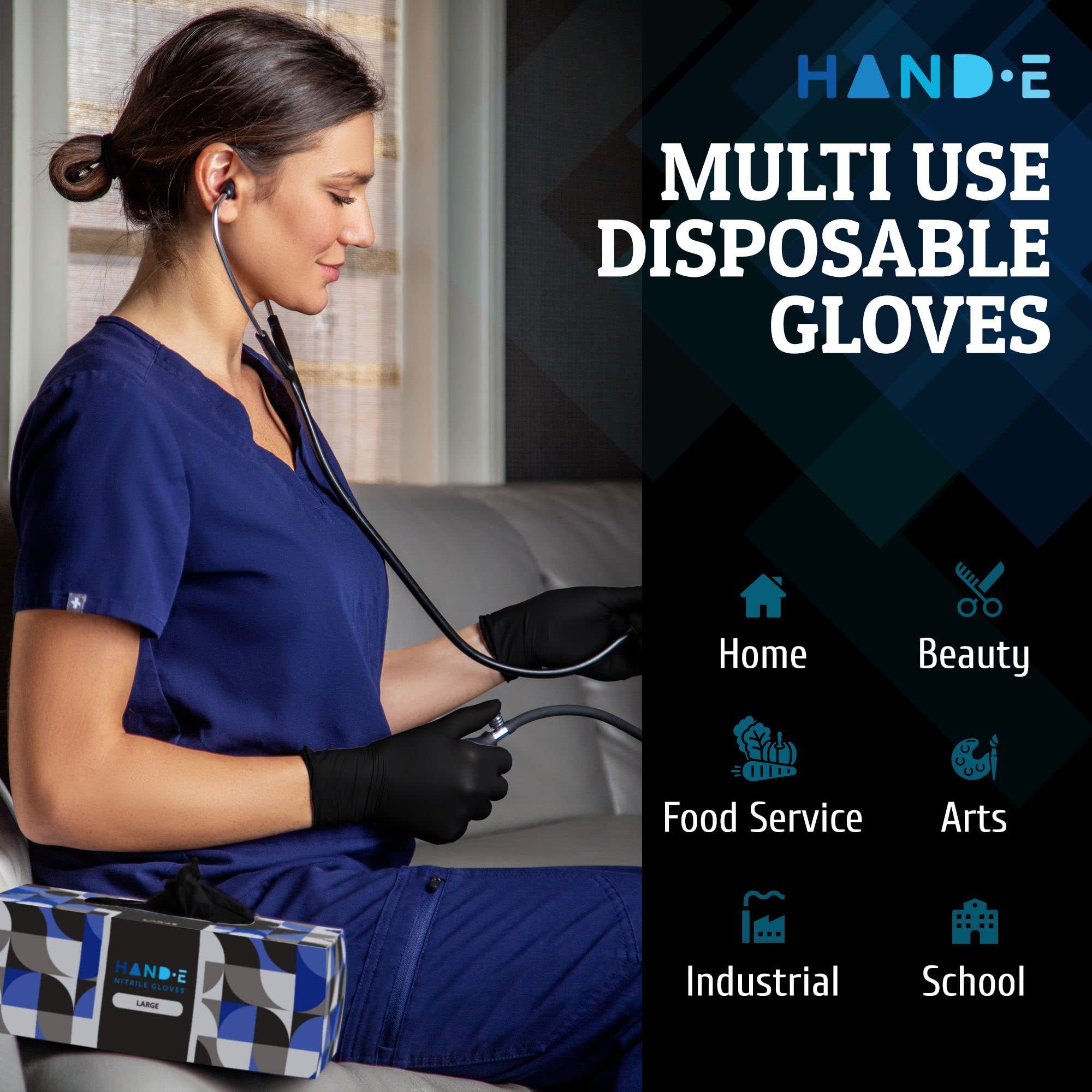Black Nitrile Disposable Gloves Medium, 100 Count - BBQ, Tattoo, Hair Dye, Cooking, Mechanic Gloves - Powder and Latex Free Gloves