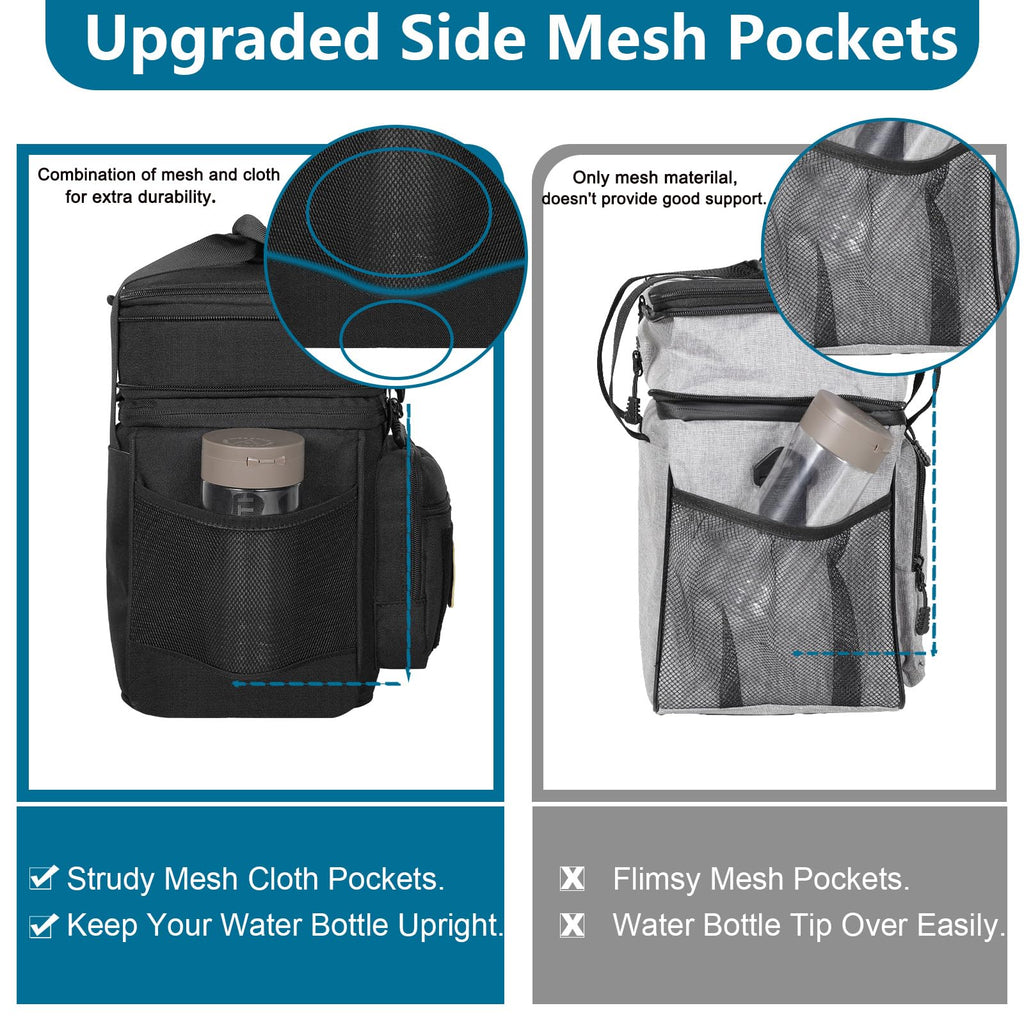 Tactical Lunch Box Cooler Bag - Expandable Insulated Lunch Bag for Men Women - Large Lunchbox for Adults Work Shifts Outdoor Trips Black 16L