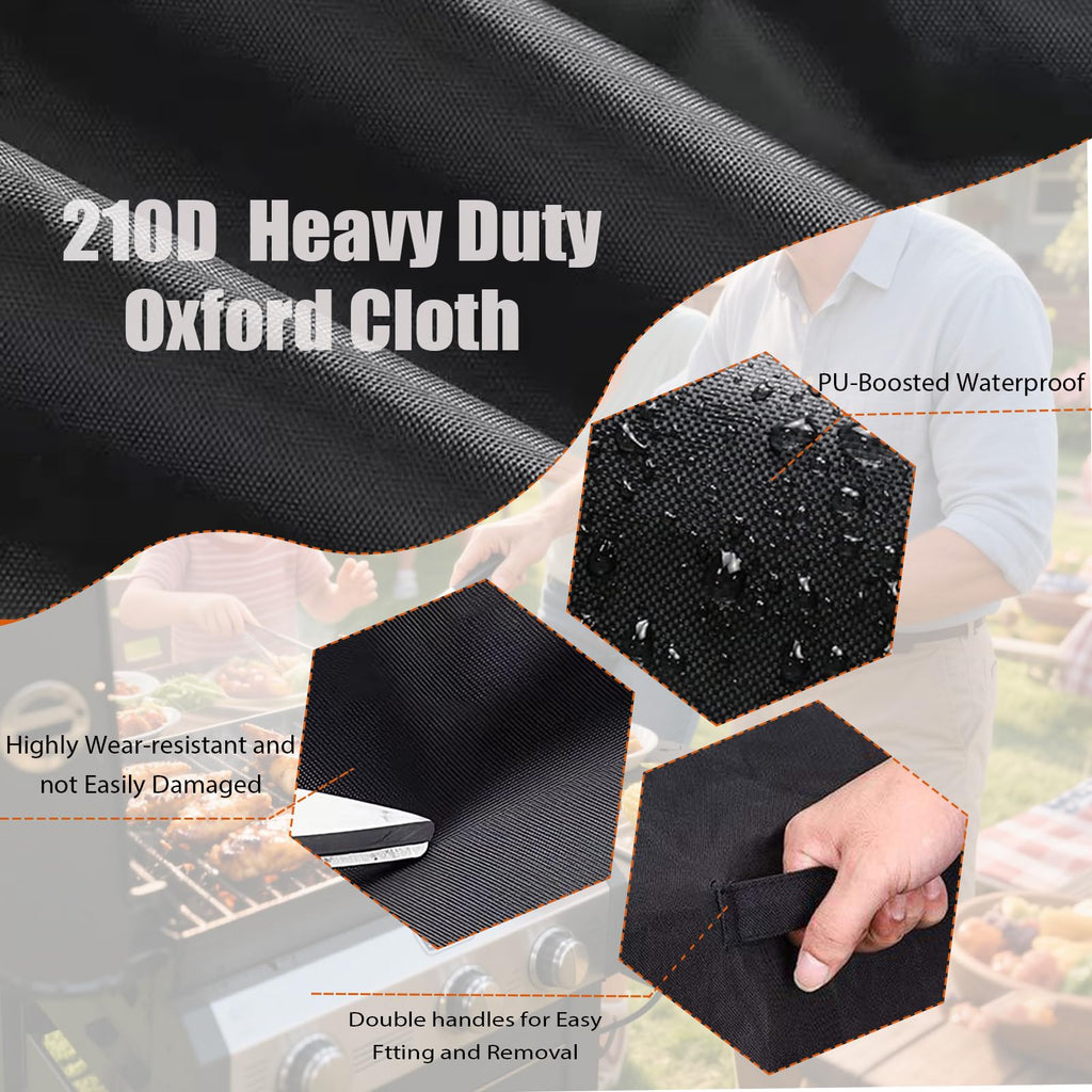 Grill Cover 58 inch, Heavy Duty BBQ Cover – Weatherproof 210D Fabric, Reinforced Corners & Windproof Clips – Fits Weber LX300, Dyna-Glo, Monument Grills – Ideal for Canadian Weather