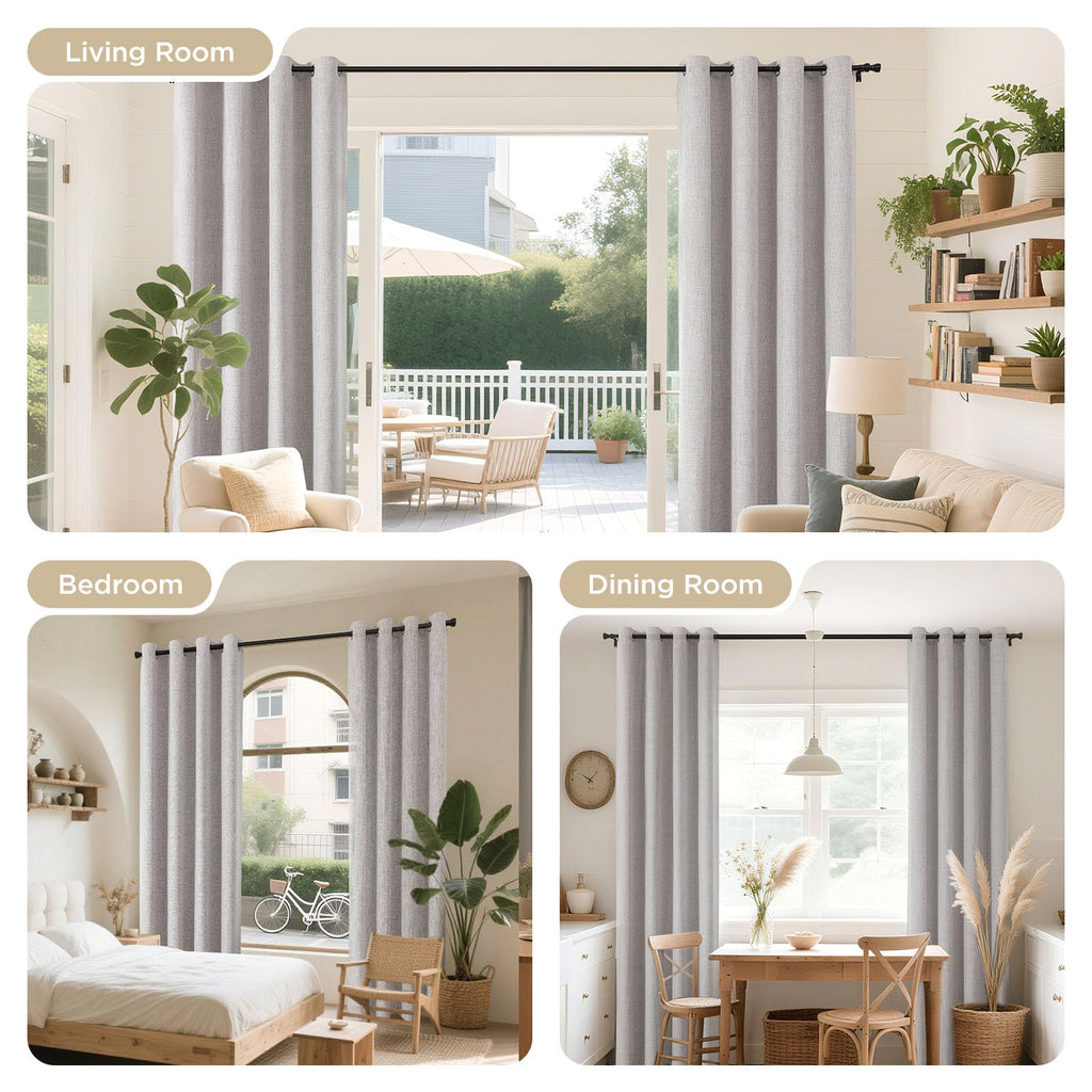 Joydeco 100% Blackout Curtains 2 Panels for Living Room - Linen Black Out Curtains 84 Inch Long Room Darkening Opaque Curtains for Bedroom, Thermal Insulated Drapes Privacy Protection 2 Panels Set