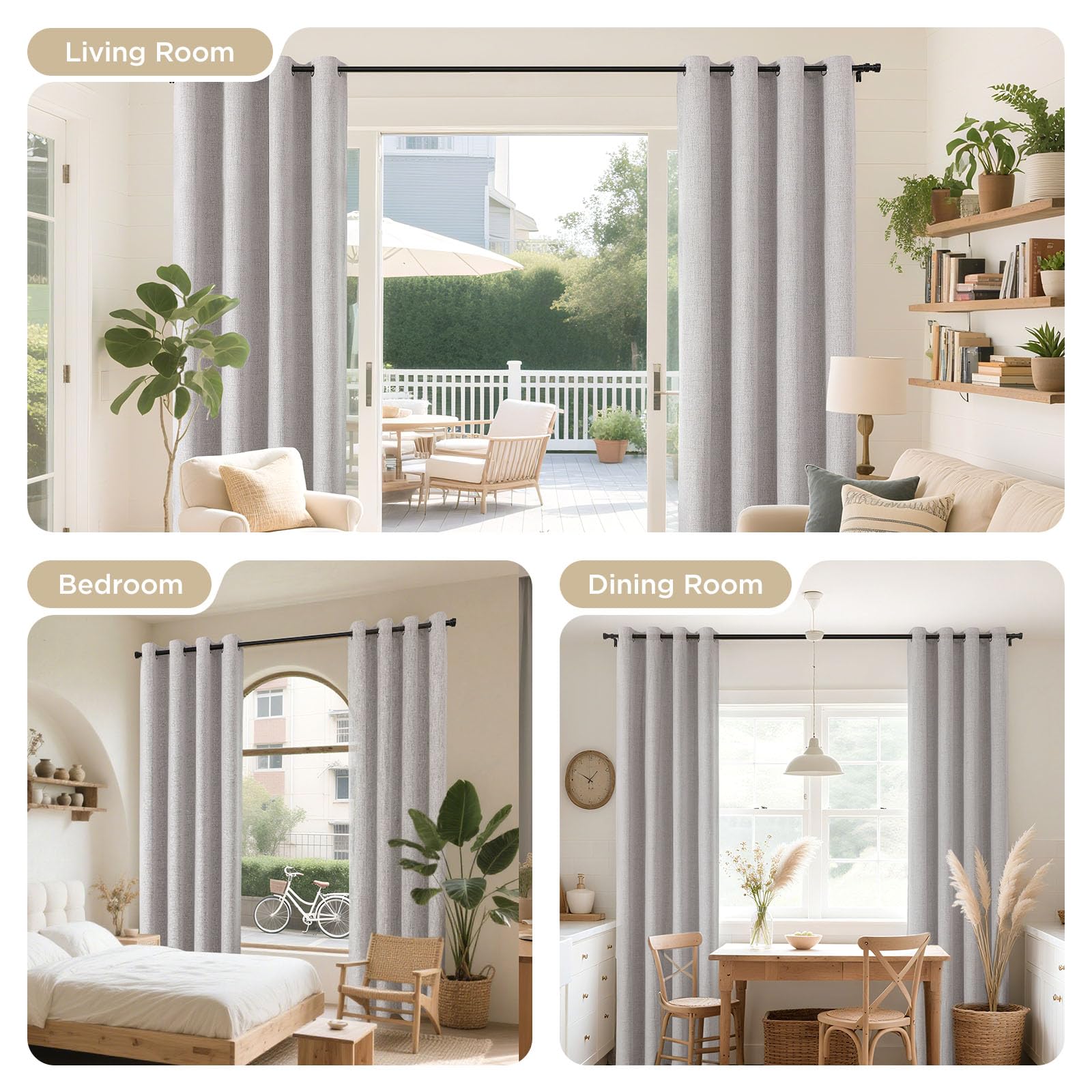 Joydeco 100% Blackout Curtains 2 Panels for Living Room - Linen Black Out Curtains 84 Inch Long Room Darkening Opaque Curtains for Bedroom, Thermal Insulated Drapes Privacy Protection 2 Panels Set