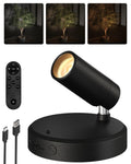 EZVALO Wireless LED Spotlights Indoor, 5500mAh Rechargeable Battery Powered Plants Spotlights Indoor, Dimmable & Timer, 3 CCT Small Up Lights with Remote, Accent Uplighting for Artwork,Tree(Black)