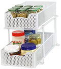 SimpleHouseware 2 Tier Sliding Cabinet Basket Organizer Drawer, White