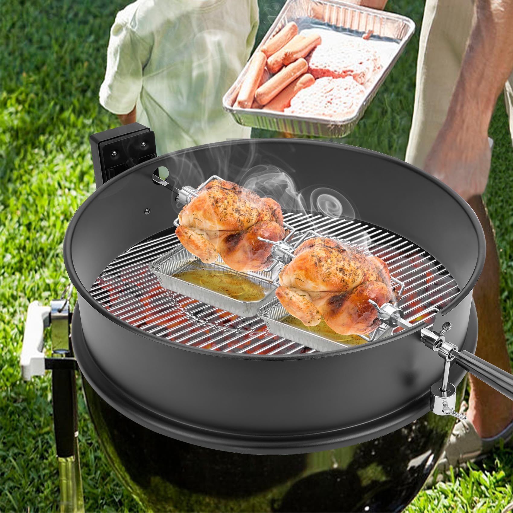 only fire Rotisserie Meat Forks for Most Grills - Include 2pcs 4 Pronged Rotisserie Forks and 1pc Double Sided 4 Pronged Rotisserie Fork