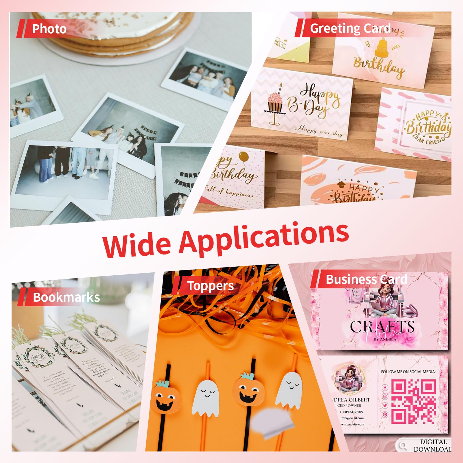 Thick Double Sides Thick Glossy Photo Paper 80LB 8.5x11 inches Heavyweight Cardstock Printer Paper 300gsm 100 Sheets Sample Package,Compatible Inkjet Printer and Dye Ink Elygrap (100)