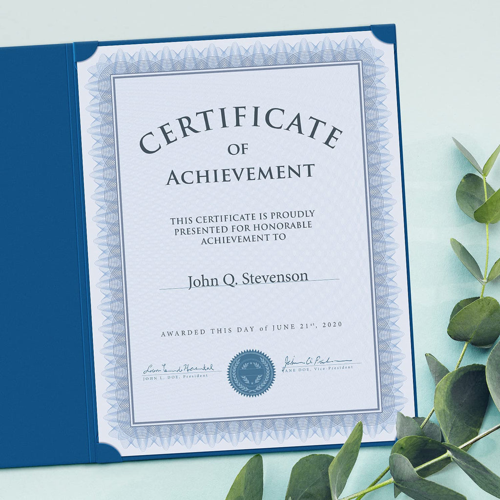S&O Certificate Holders for Award Certificates. 25x Set Professional Certificate Sleeves for 8.5x11 Document. Citizenship and Marriage Recognition Folders, Gold Border Graduation Diploma Holder