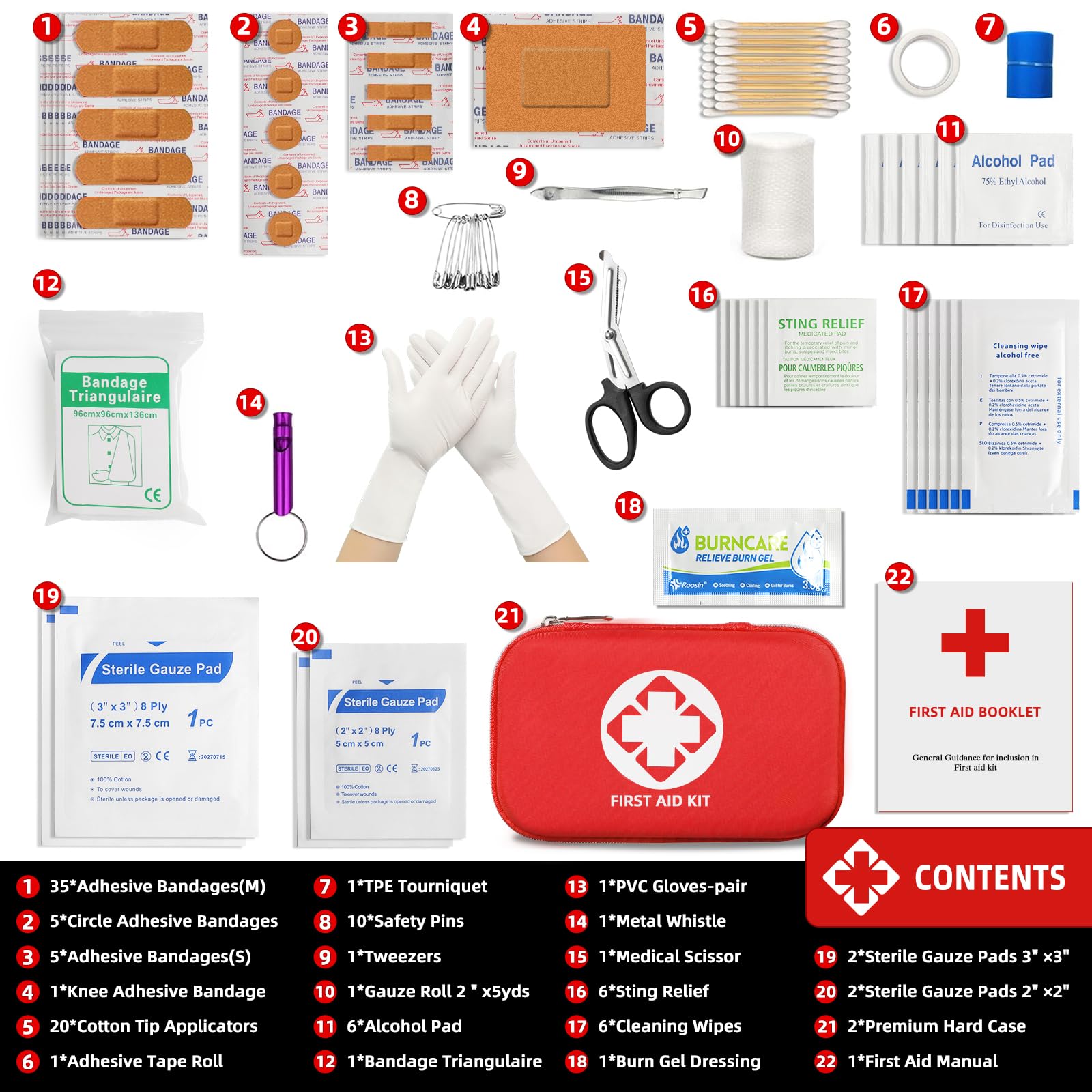 Mini First Aid Kit - 110 Piece Small Waterproof Hard Shell Medical - Emergency First Aid Supplies and Survival Kit.
