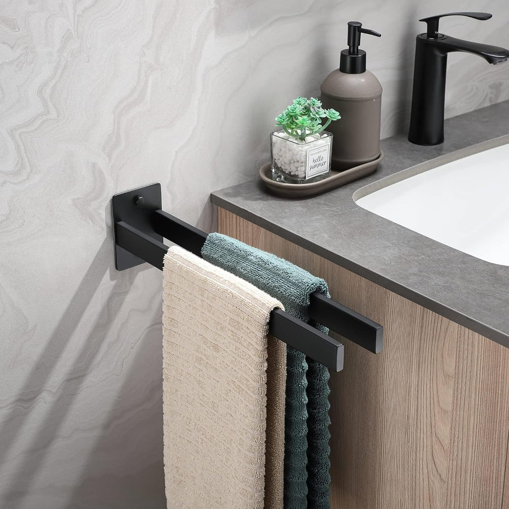 Bathroom Accessories Set, Hand Towel Holder, Black Towel Rack Towel Bar, Towel Racks for Bathroom SUS304 Stainless Steel, Bathroom Towel Holder Towel Rack Wall Mounted