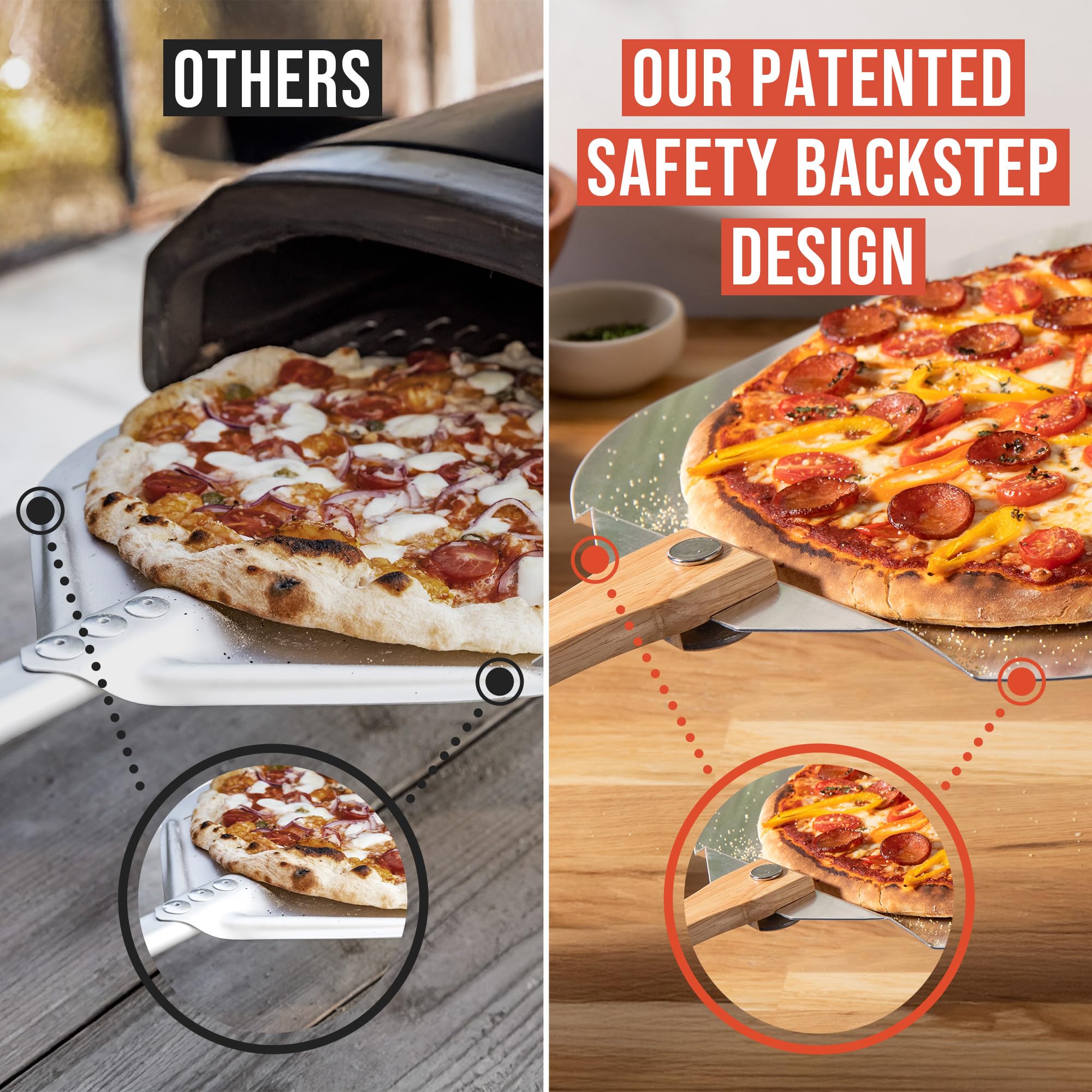 Chef Pomodoro Aluminum Metal Pizza Peel with Foldable Wood Handle for Easy Storage 12-Inch x 14-Inch, Gourmet Luxury Pizza Paddle for Baking Homemade Pizza Bread